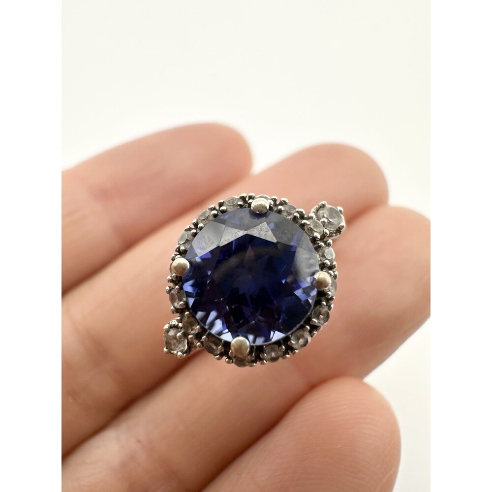 MICHELLE ALBALA 925 Sterling Silver Lab Blue Sapphire Ring Size 5.5